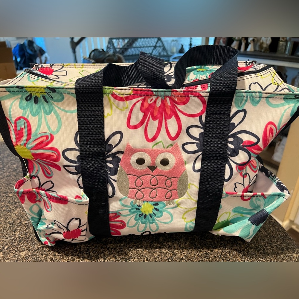 Thirty One Floral Owl Tote Bag - Multicolor